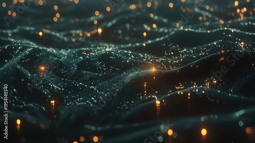 Digital Network Data Transfers Visualized as Illuminated Wavy Lines with Motion Blur on Dark Background