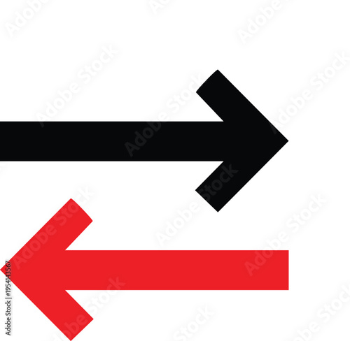 Black arrow pointing right and red arrow pointing left on white