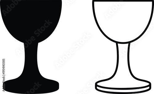 Black and white silhouettes of wine goblets or chalices side by side