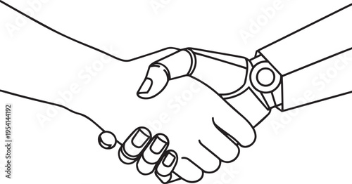 Innovative robot hand and businessman collaborating on digital financial solutions with futuristic technology