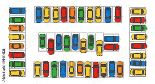 Colorful Toy Cars in Rows Formation.