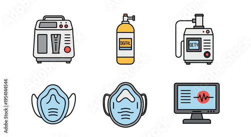 Medical Equipment and Protective Masks Display.