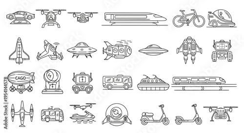 Vehicles icons set with transport.