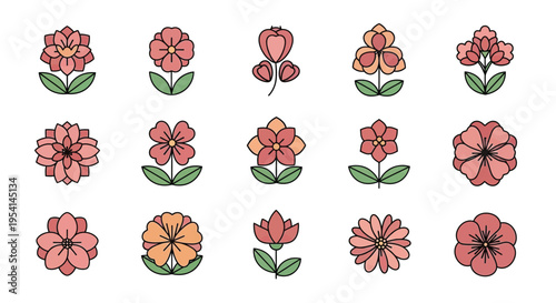 Vibrant flowers bloom in a lush garden with green leaves and petals.