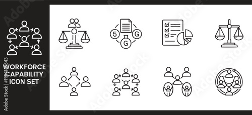 Workforce Capability Collaboration and Human Resource Structure Icon Set