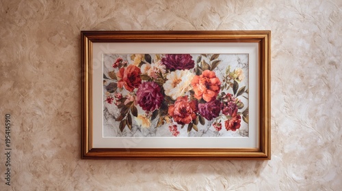 Vintage Floral Painting Rectangular Frame Wall Art Interior Decor