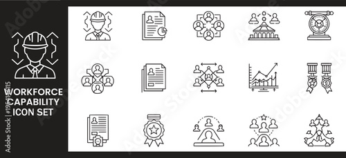 Workforce Capability and Human Resource Management Icon Set