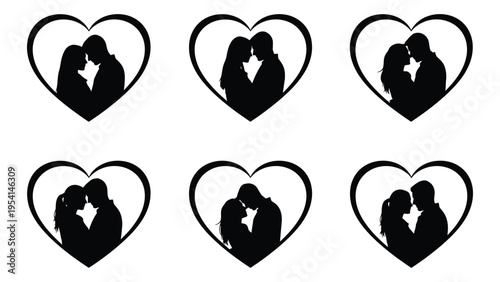 Silhouette of praying hands in heart shapes