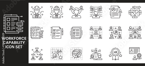 Workforce Capability and Human Resources Talent Management Icon Set