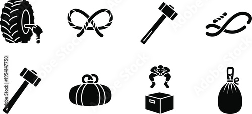 Silhouette icons set black silhouettes of various objects and tools