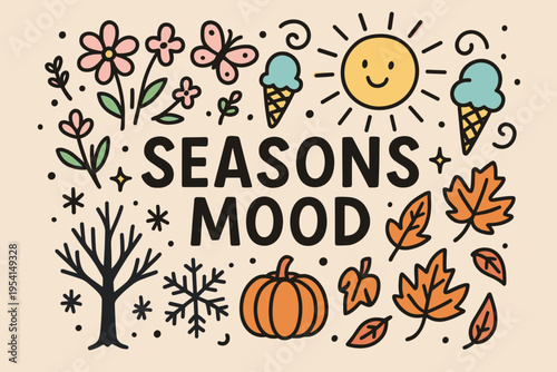 Seasons Mood: A delightful illustration celebrating the changing moods of the year