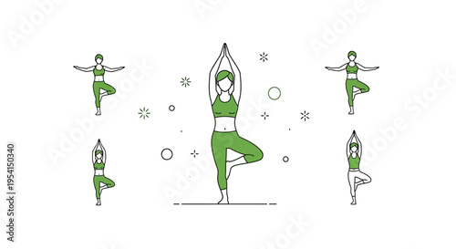 Woman doing yoga poses illustrations.
