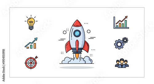 Rocket Ship Launching into Space.