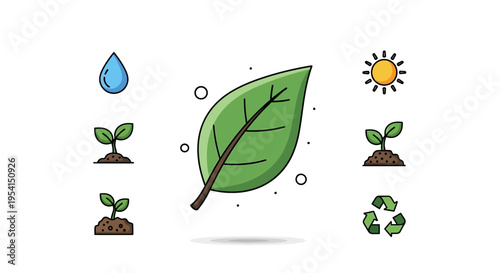 Green leaf eco friendly symbol icon.