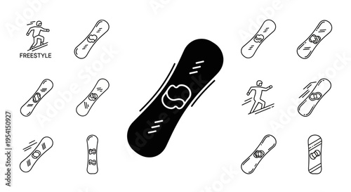 Black skateboard with white graphics.