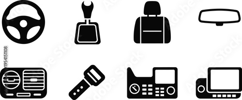 Silhouette icons set various objects and gadgets in black silhouettes