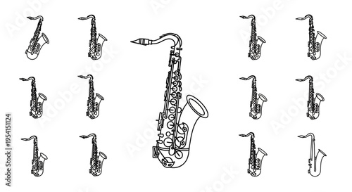 Saxophone musical instrument in illustration.