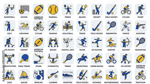 sport, sports set, sport icons, athletic, athletics, fitness, gym, workout, exercise, training, active, activity, healthy, lifestyle, recreation, leisure, competition, tournament, championship, team, 
