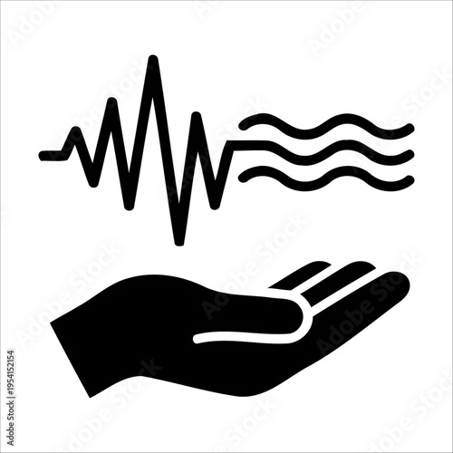 Human hand balancing stress waves into calm ripples for emotional regulation and mindfulness therapy vector