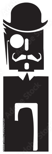 Woodcut expressionist style image of a British Gentlemen with Monocle