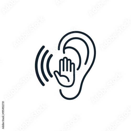 Human Ear Listening to Sound Waves.