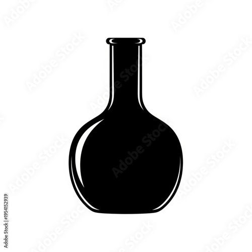 Black Laboratory Flask Silhouette Laboratory Equipment.