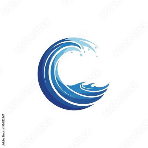 Blue Wave Logo Design Element Isolated.