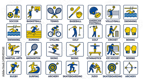 sports, sport icons, fitness, workout, exercise, gym, training, active lifestyle, healthy living, athletics, athletic, recreation, leisure activity, competition, game, team sport, player, sports equip