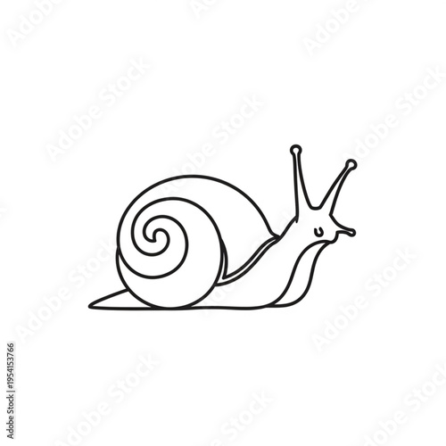 Simple Line Drawing of Snail.
