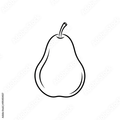Simple Line Drawing of a Pear Fruit.
