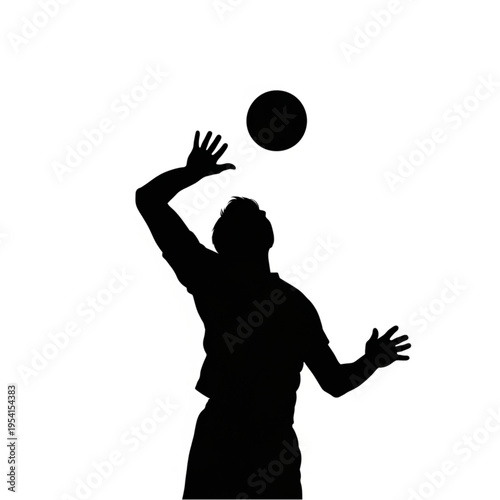 Woman Silhouette Serving Volleyball with Outstretched Arms.