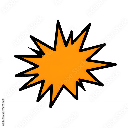 Orange starburst shape with black outline for comic or graphic design impact