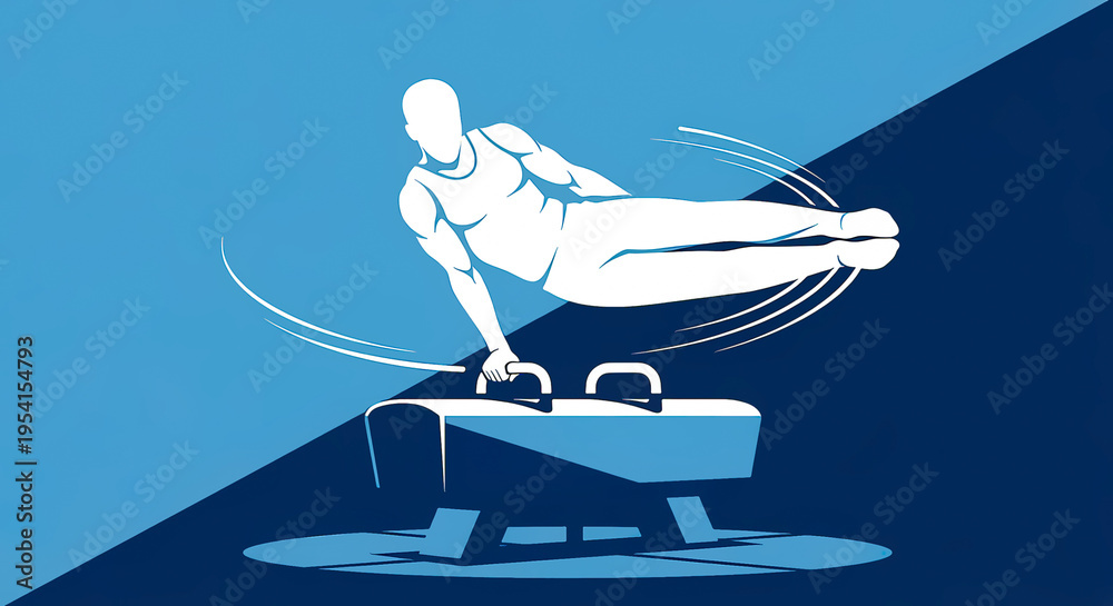Fototapeta premium Young man Gymnast on Pommel Horse exercise for gymnastic competition.