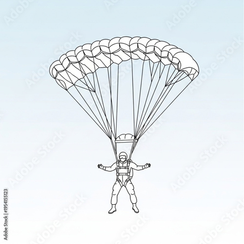 Parachutist Descending with Open Parachute.