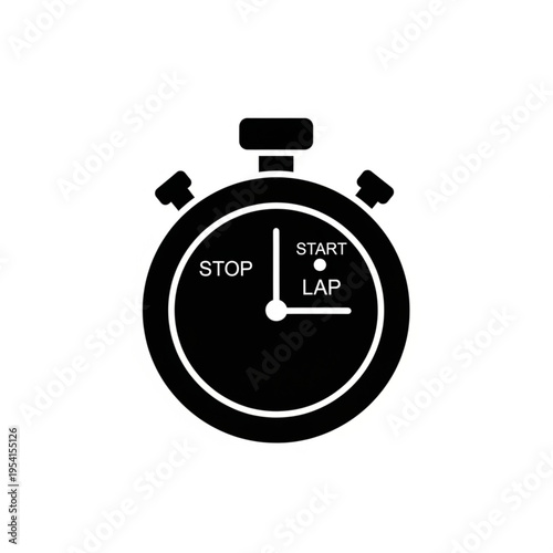 Black Stopwatch with White Details Illustration.
