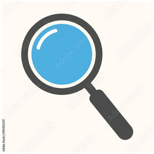 Magnifying Glass Icon with Blue Lens.