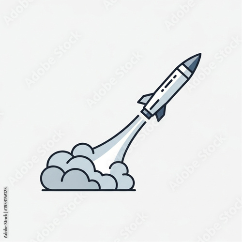 Gray Rocket Launching into the Sky.