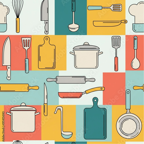 Kitchen Utensils and Cooking Equipment Icons.