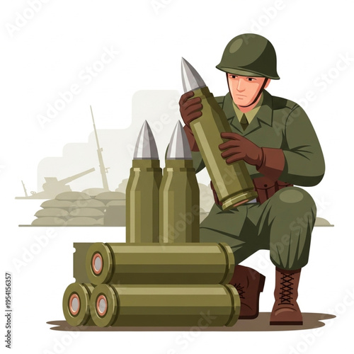 Soldier Handling Missiles and Ammunition.