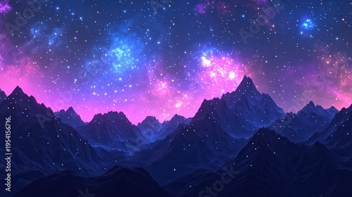 Vibrant Galaxy and Starry Night Sky Above Majestic Mountain Silhouettes Showcasing Cosmic Wonder