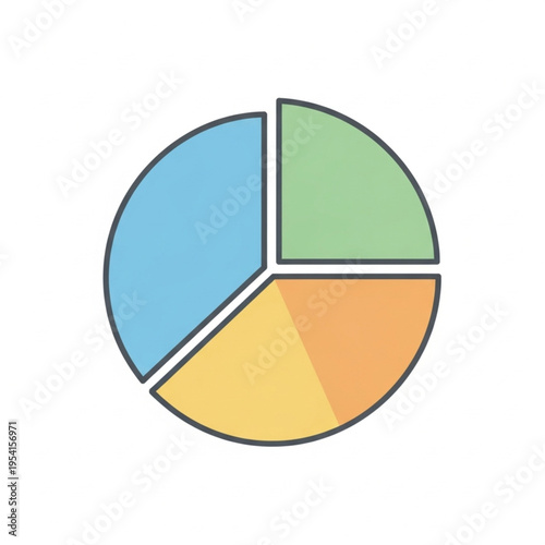 Three Section Colorful Pie Chart Diagram.