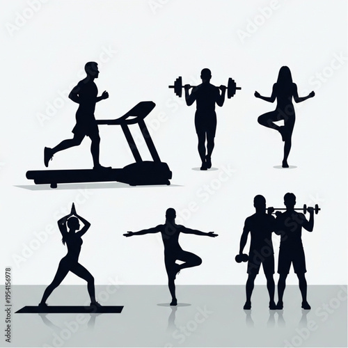People Exercising in Various Fitness Poses.