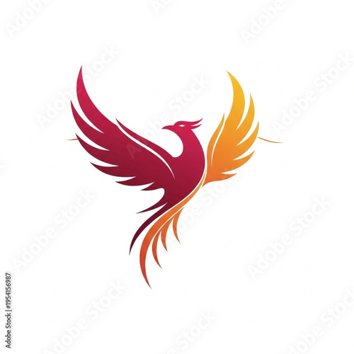 Red and Orange Phoenix Bird Logo.
