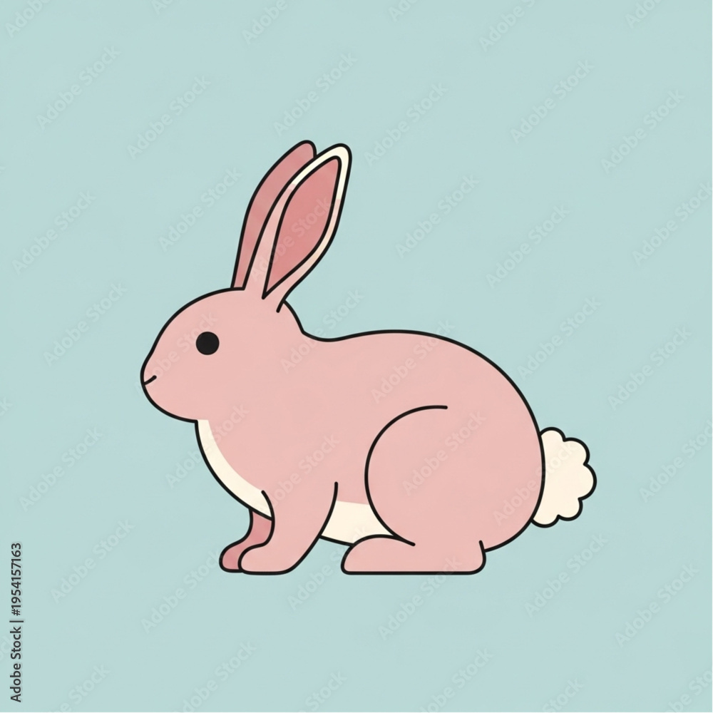 Obraz premium Pink Cartoon Rabbit Illustration.