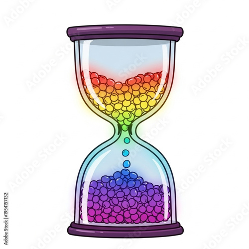 Rainbow Colored Balls in Hourglass.