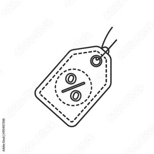 Simple Black and White Price Tag Illustration.