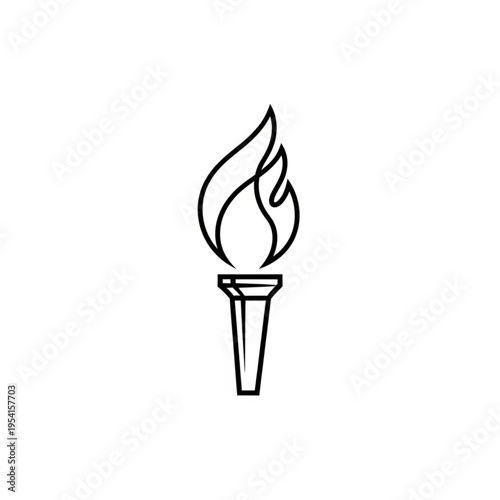 Simple Black Torch with Flames Illustration.