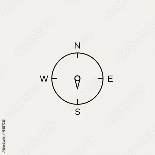 Simple Black Compass with Cardinal Directions.