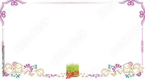 Abstract & ornamental Nowruz greeting frame for holiday 