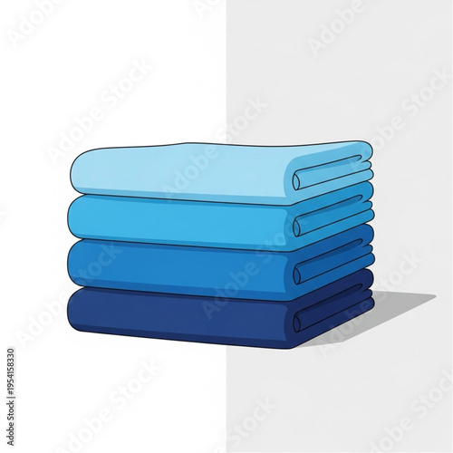 Stack of Blue Towels and Cloths.